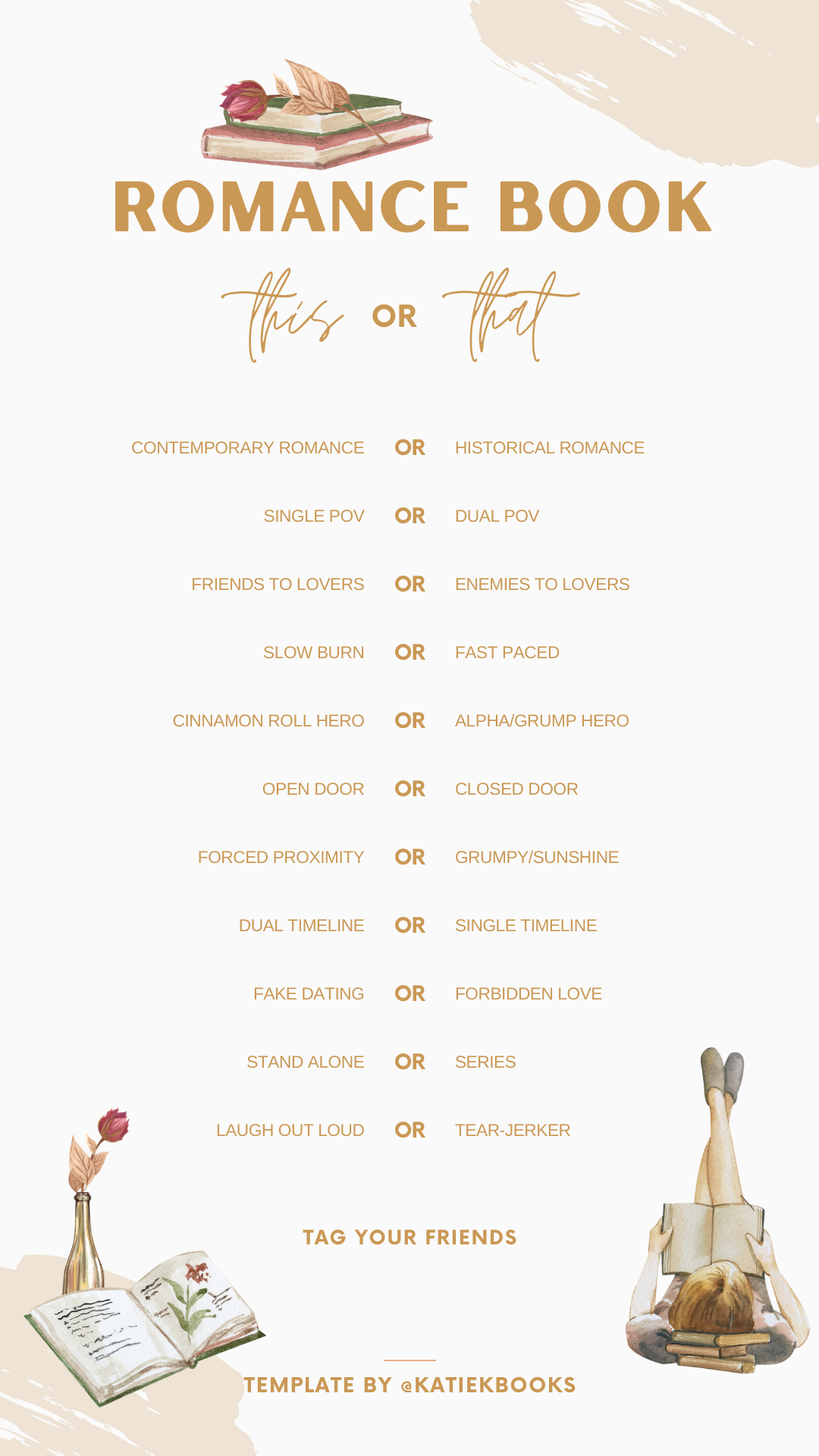 Romance Book Lovers Instagram Story Template to use for fun on your stories. Tag your friends! Romance Book This or That?