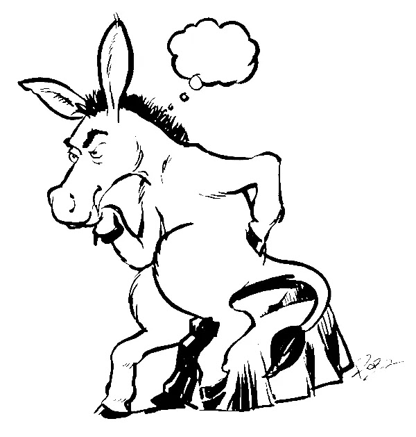Happy Donkey Cartoon Characters Coloring Pages