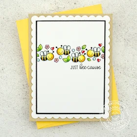 Sunny Studio Stamps: Just Bee-cause Fancy Frame Dies Frilly Frames Just Because Card by Angelica Conrad