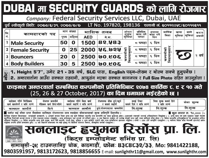 Jobs in Dubai for Nepali, Salary Rs 70,906