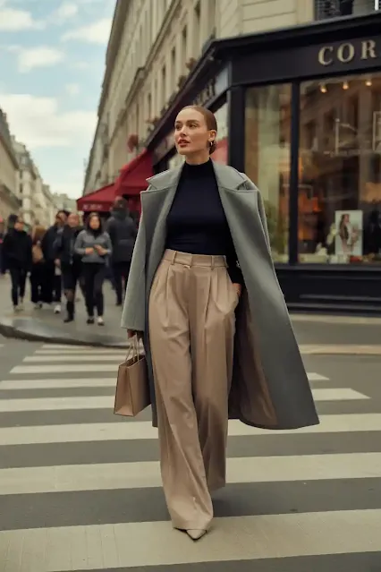 Oversized Wool Coat + Wide-Leg Trousers