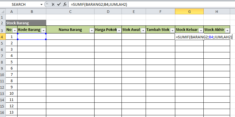 Aplikasi Stok Barang dengan Excel