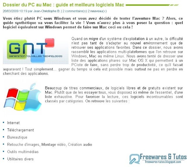 Le site du jour : passer de PC à MAC - équivalence de logiciels