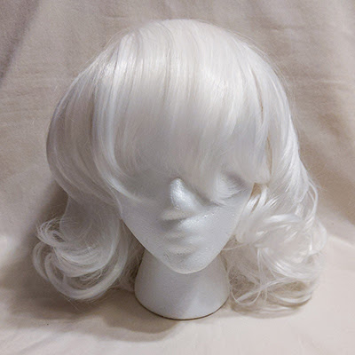 short white curled wig
