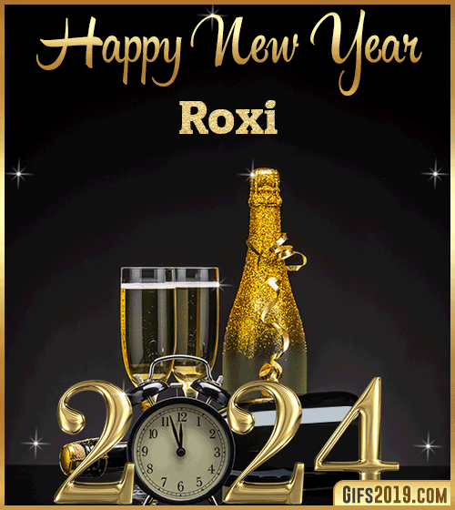 Champagne Bottles Glasses New Year 2024 gif for Roxi