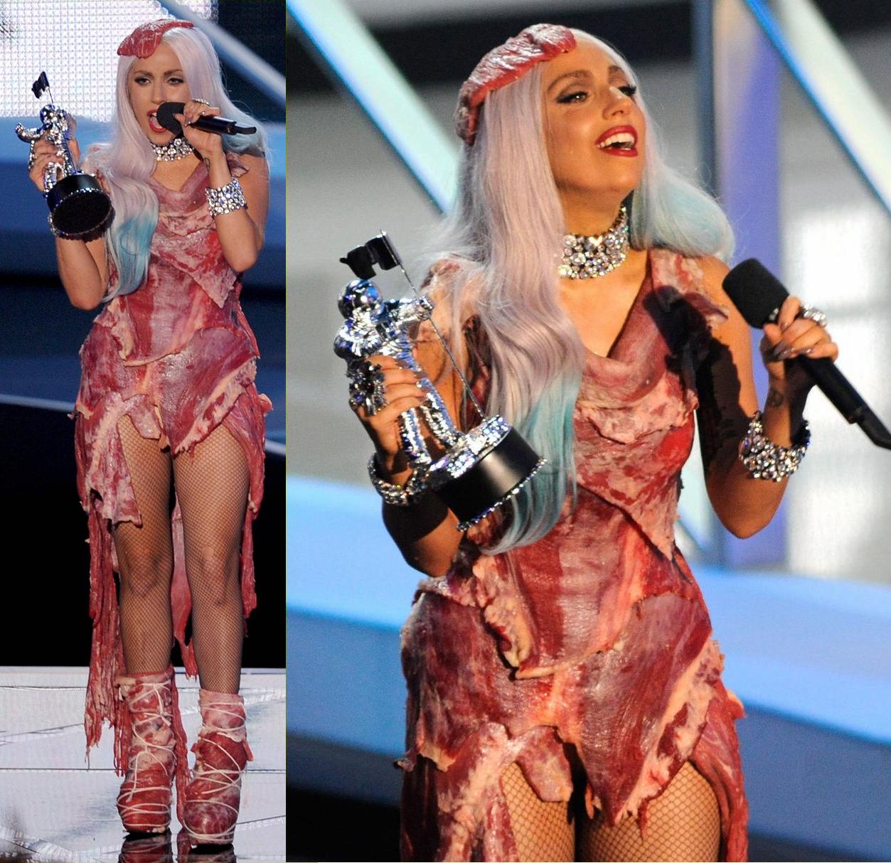 lady gaga meat dress designer