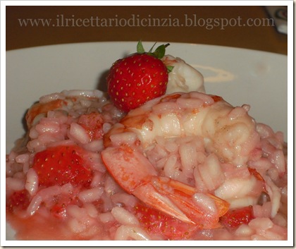 Risotto fragole e gamberoni