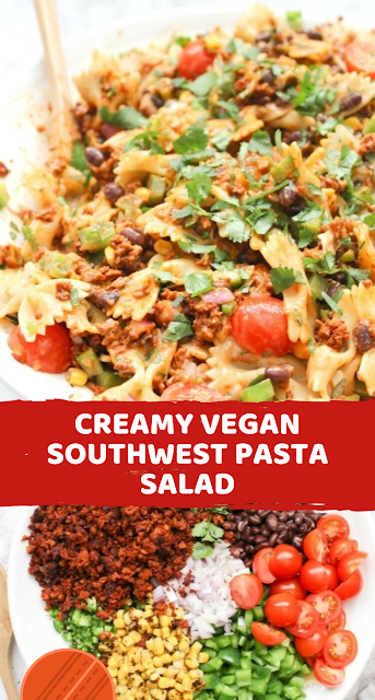 ★★★★★ 140 - CREAMY VEGAN SOUTHWEST PASTA SALAD soyrizo topped off with a creamy southwest dressing that is to die for ★★★★★ 140 - CREAMY VEGAN SOUTHWEST PASTA SALAD