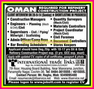 Refinery Construction Project Jobs for Oman