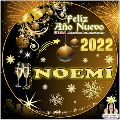 Nombre NOEMÍ por Año Nuevo 2022 - Cartelito mujer