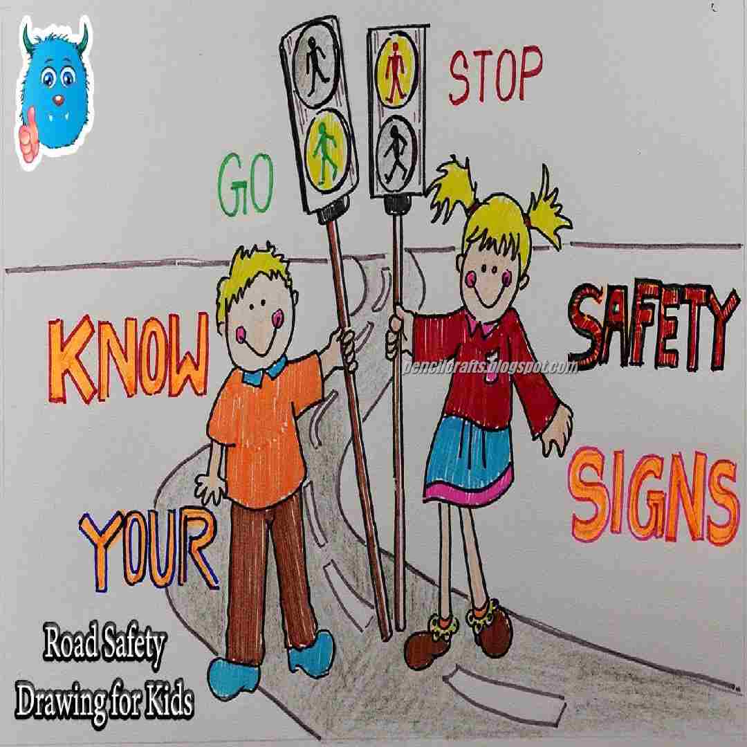 Road Two Wheeler Safety Drawings and SLogans