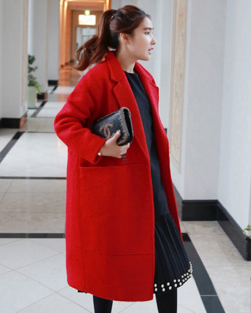 Colored Coat with Large Patch Pockets