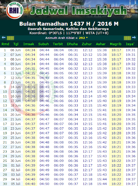 Jadwal Imsakiyah dan Buka Puasa Samarinda 2016  Antara Post