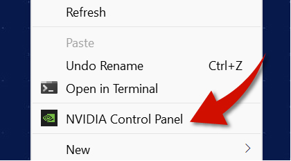 Choose NVIDIA Control Panel from the classic context menu.