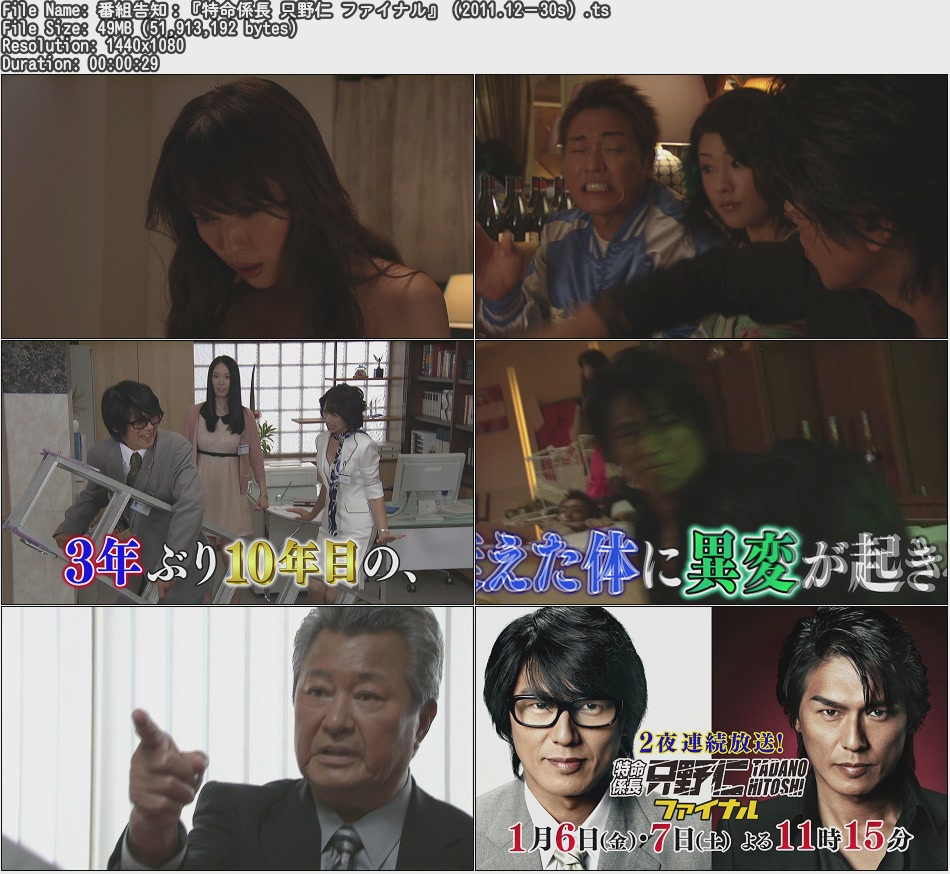 Tvcm Cut Hd Cm 番組告知 特命係長 只野仁 ファイナル 11 12 30s