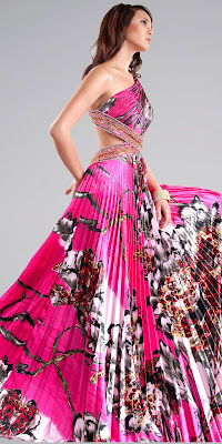 One Shoulder Printed Prom Dress