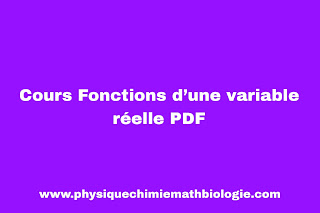 Cours Fonctions d’une variable réelle PDF