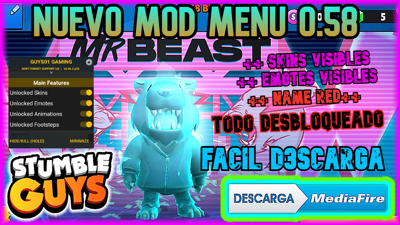 ✅NUEVO MOD de STUMBLE GUYS 0.58 VIP OFICIAL ACTUALIZADO, BLOCK DASH INFINITO, VOLAR Y SALTAR ALTO  NUEVO EMOTES VISIBLES y SKINS