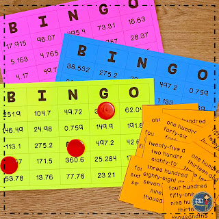 Reading and Recognizing Decimals Math Bingo Game