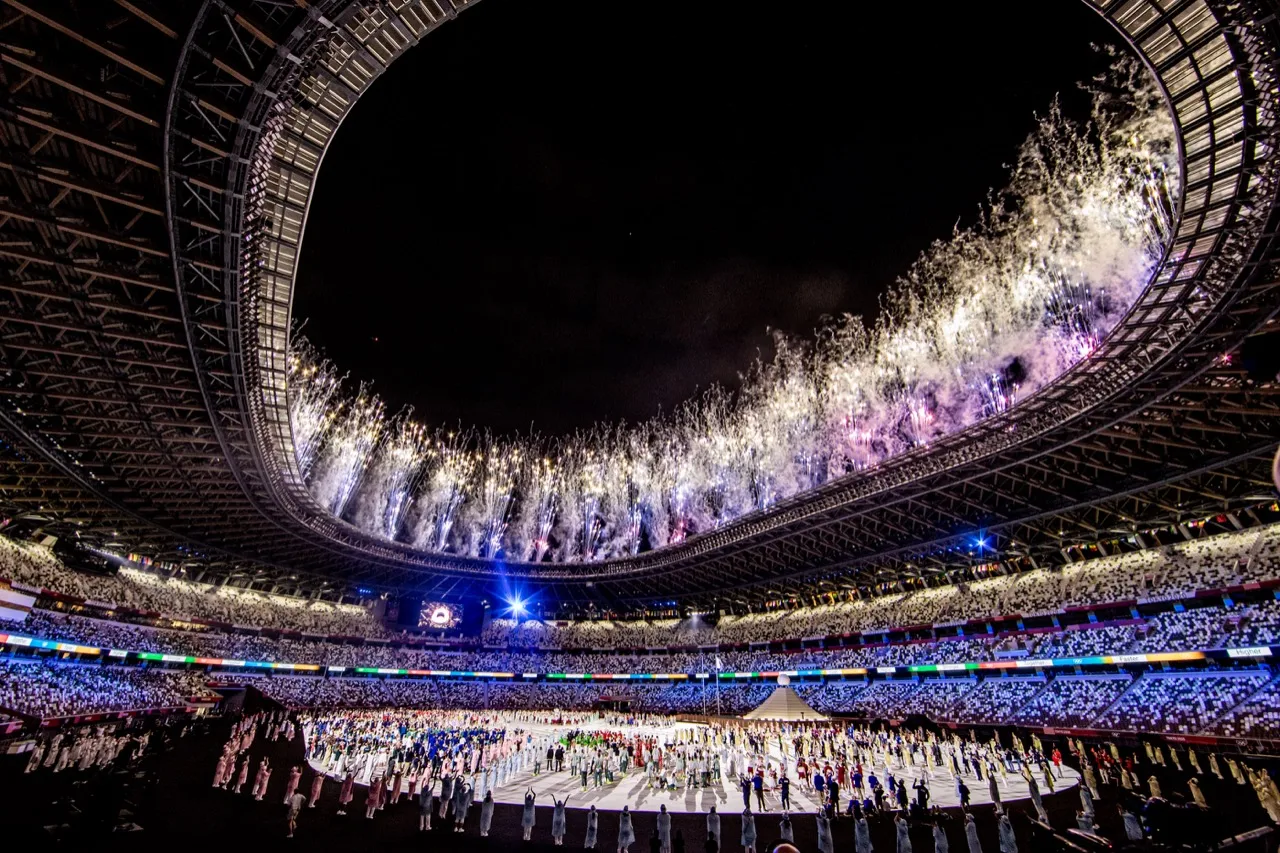 Fogos de artifício cerimônia Olimpíadas