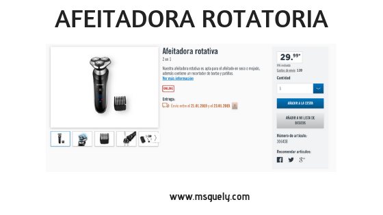 Ofertas Lidl Afeitadora Rotatoria 21 de Enero de 2019