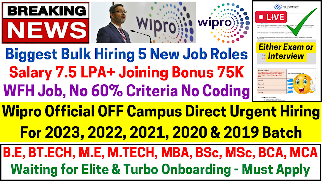 Wipro Started OFF Campus Direct Hiring 2023 As Python Developer Role