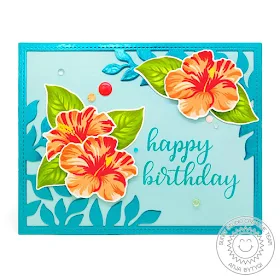 Sunny Studio Stamps: Hawaiian Hibiscus Botanical Backdrop Everyday Greetings Floral Cards by Vanessa Menhorn and Anja Bytyqi
