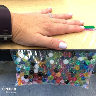 Using water beads, a collection of small trinkets, and some ziploc bags, you can have a fun, engaging activity for your students working on articulation goals!.