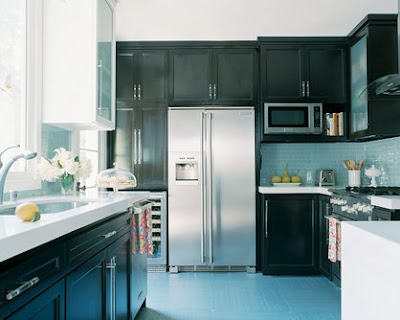 Kitchen Color Schemes  Black Cabinets on Kitchen With Mostly Black Cabinets  But The Upper To The Right Of