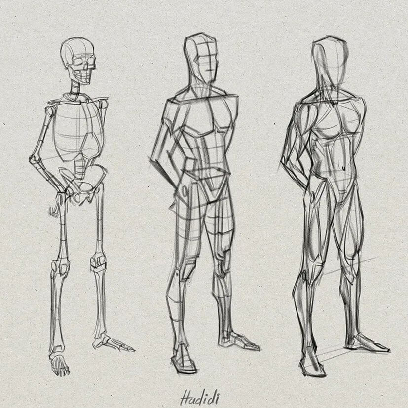 09-Man-pose-drawing-study-Drawing-Tutorials-Hamid-Hadidi-www-designstack-co