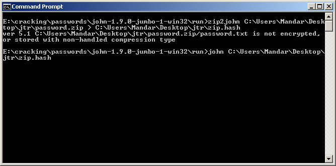 hash of a zip file for jtr