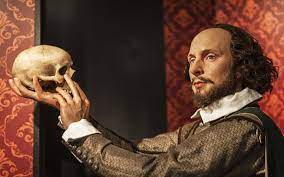 A painting of Shakespeare, as Hamlet (holding a skull - although that's actually the later "Alas, poor Yorick..." speech, not the famous "To be, or not to be..." soliloquy