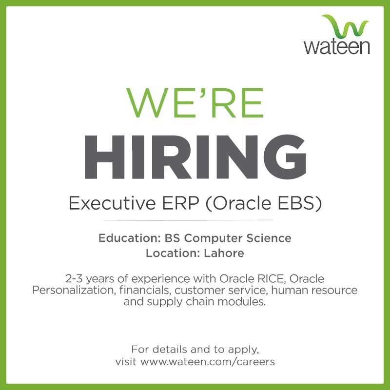 Wateen Telecom Limited Jobs For EXECUTIVE ERP (ORACLE EBS)