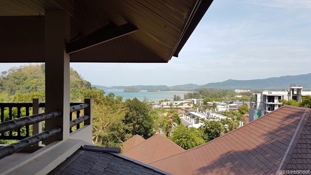 View from outside of Chalet 501 at Pakasai. One of the highest chalets located within the resort, offering exclusivity, privacy and good views of bay and karsts.