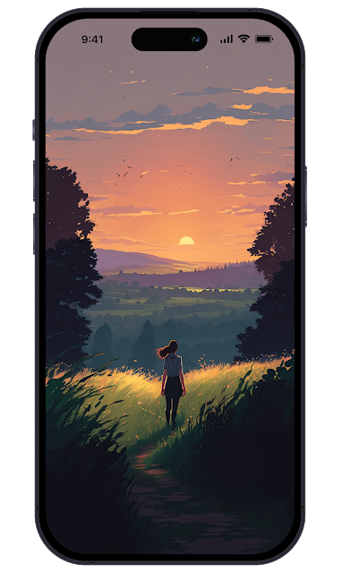 beautiful wallpaper of a girl looking to horizon sunset nature