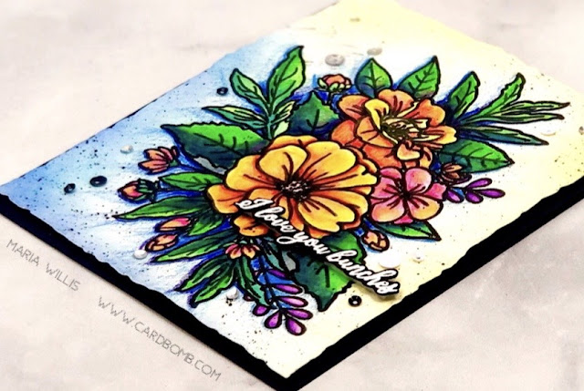 #cardbomb, Cardbomb, #mariawillis, Trinity Stamps, #cards, #cardmaking, #cardmaker, #stamp, #ink, #paper, #papercraft, #craft, #art, #diy, #watercolor, #flowers, #iloveyou, 