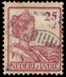 Dutch East Indies Postage Stamp N-14 Queen Wilhelmina 25 cents 1915