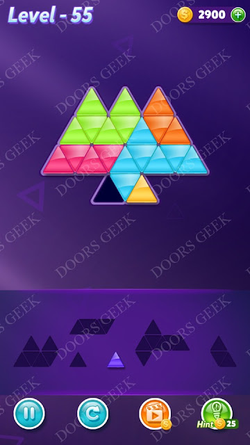 Block! Triangle Puzzle 6 Mania Level 55 Solution, Cheats, Walkthrough for Android, iPhone, iPad and iPod