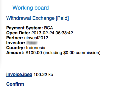 Withdrawal Exchange Paid