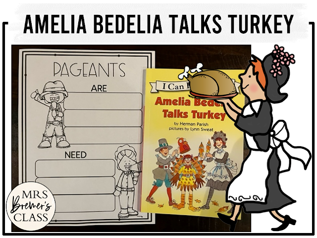 Amelia Bedelia Talks Turkey book activities unit with printables, literacy companion activities, reading worksheets for First Grade and Second Grade
