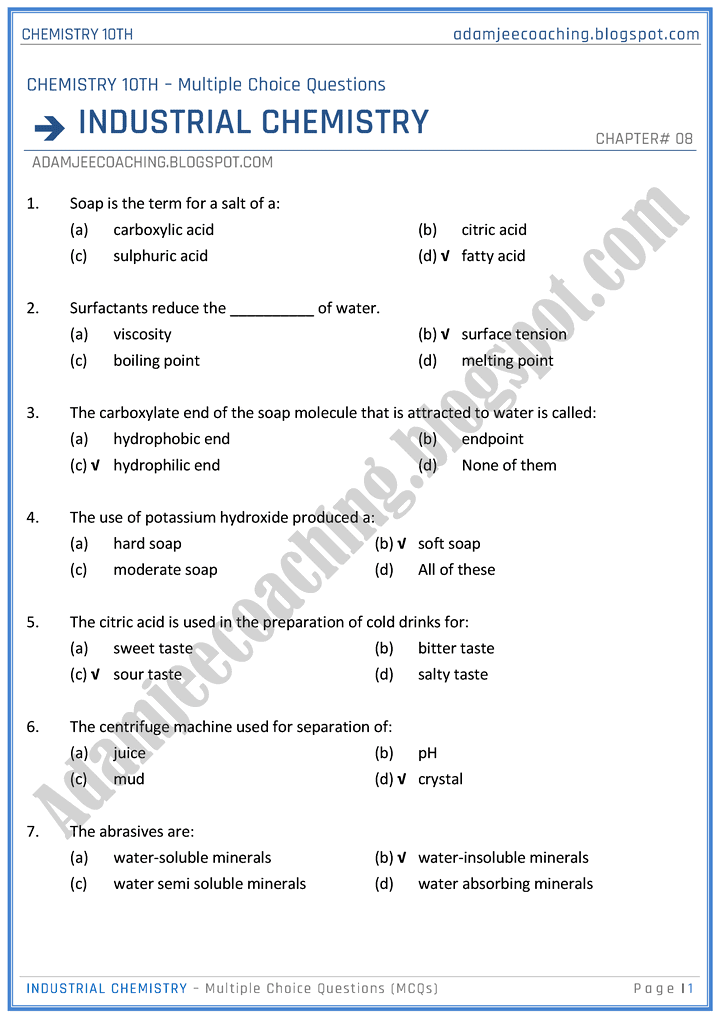 industrial-chemistry-mcqs-chemistry-10th