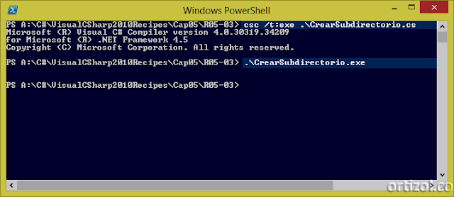 Ejecución assembly CrearSubdirectorio.exe