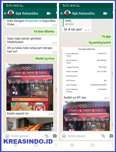 Gerobak Fried Chicken Bahan Aluminium pesanan Bpk Rahandika Cipayung Depok