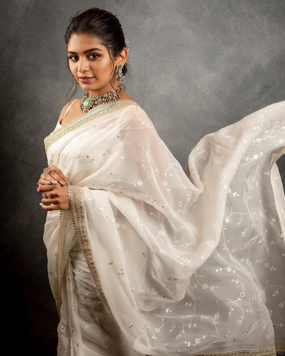 Actress Aditi Shankar Latest Photos in White Saree