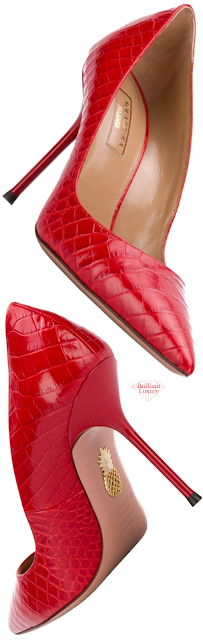 Aquazzura Purist hot red crocodile effect pumps #brilliantluxury