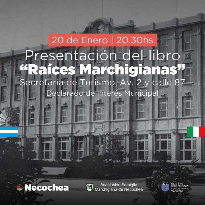 Afiche presentación del libro Raíces Marchigianas