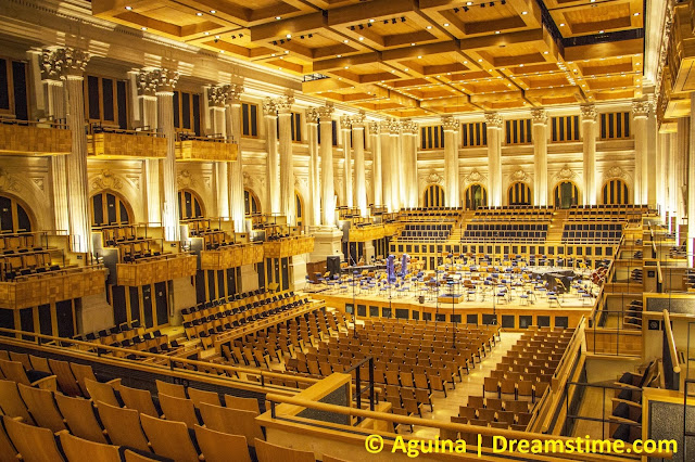 belíssima foto do interior da sala são paulo mostrando seu formato retangular estilo caixa de sapato