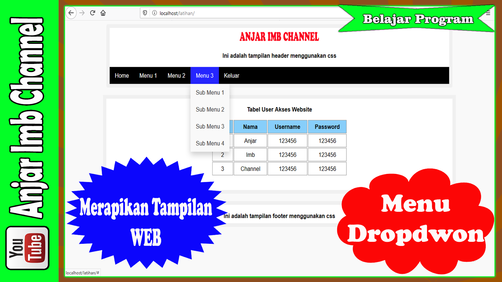 Anjar Imb: Merapikan tampilan website dan membuat menu dengan CSS