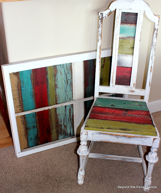 Reclaimed wood colorful pallet wood http://bec4-beyondthepicketfence.blogspot.com/