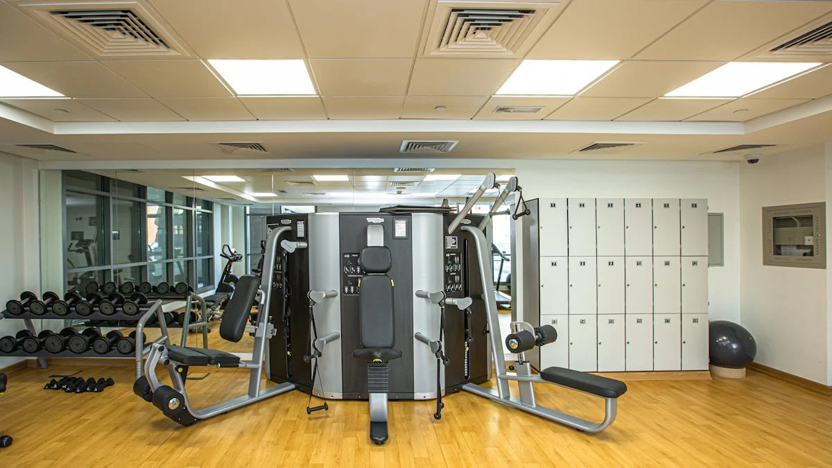 Black and Gray Exercise Equipment in Modern Gym